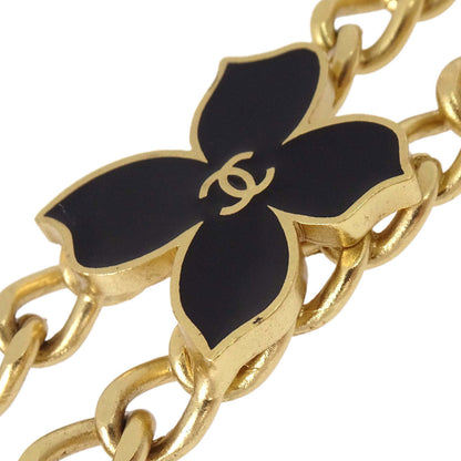 Chanel Necklace Flower Gold Black 02S