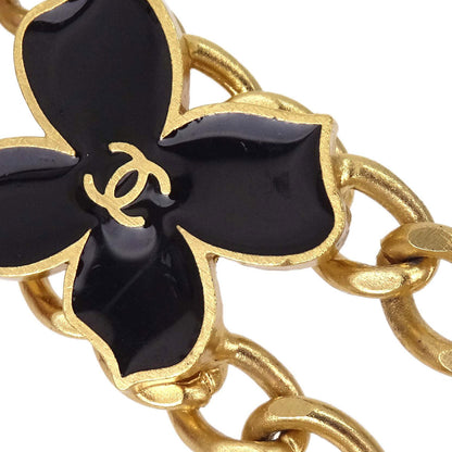 Chanel Necklace Flower Gold Black 02S