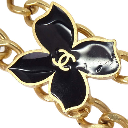 Chanel Necklace Flower Gold Black 02S