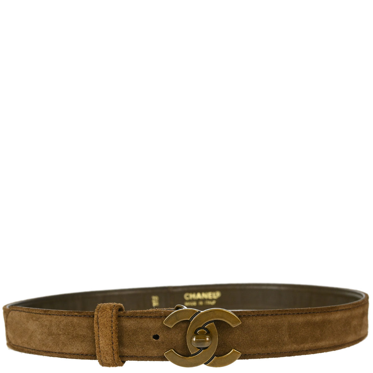 Chanel Brown Suede CC Belt #70/28 Small Good