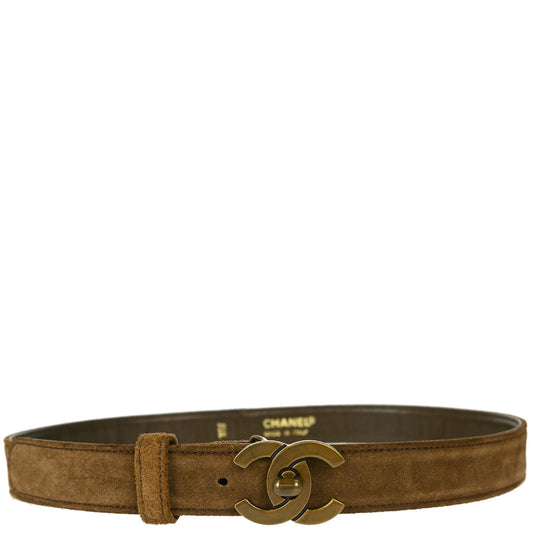 Chanel Brown Suede CC Belt #70/28 Small Good