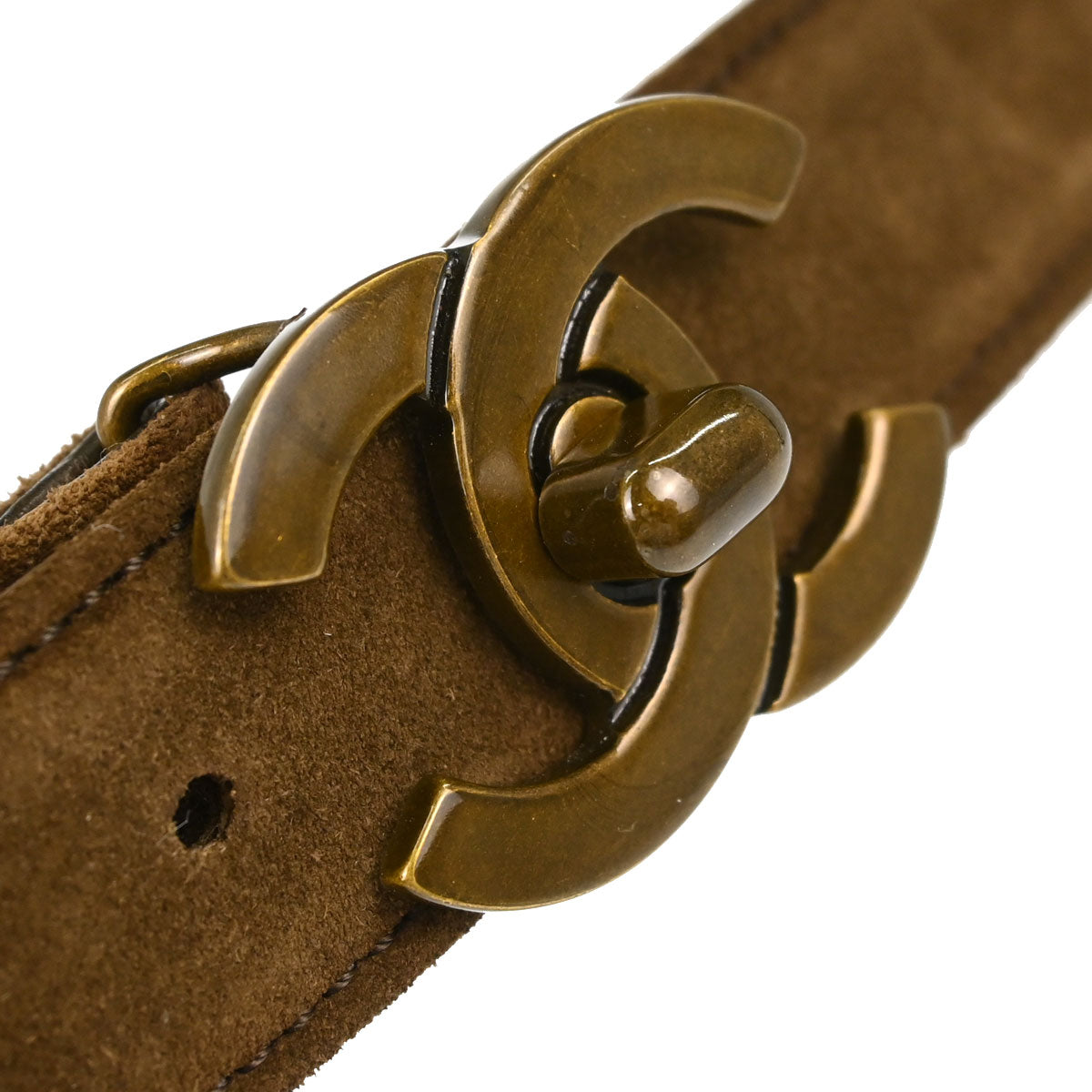 Chanel Brown Suede CC Belt #70/28 Small Good