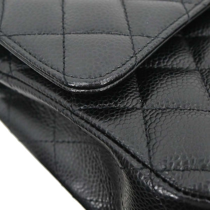 Chanel 2014 Black Caviar Skin Medium Classic Double Flap Shoulder Bag