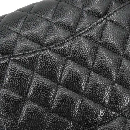 Chanel 2014 Black Caviar Skin Medium Classic Double Flap Shoulder Bag