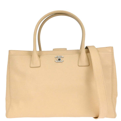 Chanel Beige Calfskin Executive Cerf 2way Shoulder Tote Bag