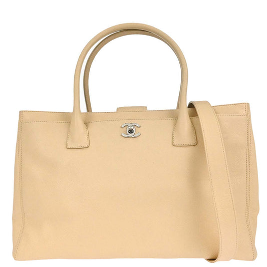 Chanel 2008-2009 Beige Calfskin Executive Cerf 2way Shoulder Tote Bag
