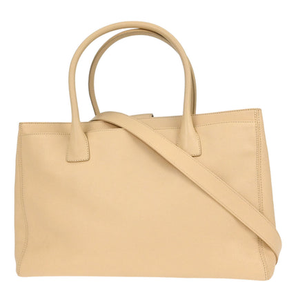 Chanel Beige Calfskin Executive Cerf 2way Shoulder Tote Bag