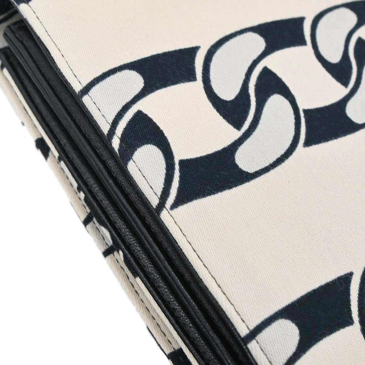 Chanel 2002-2003 Beige Black Canvas Graphic Logo Mademoiselle Lock Shoulder Bag