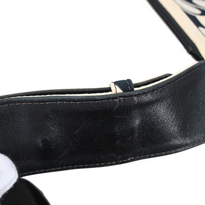 Chanel 2002-2003 Beige Black Canvas Graphic Logo Mademoiselle Lock Shoulder Bag