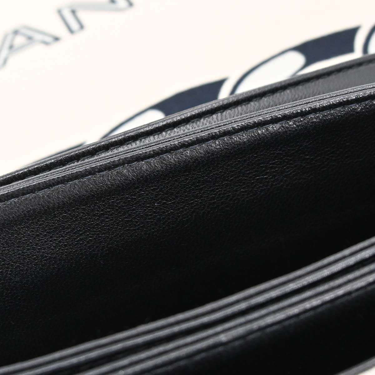 Chanel 2002-2003 Beige Black Canvas Graphic Logo Mademoiselle Lock Shoulder Bag