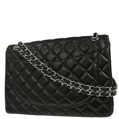 Chanel 2012 Black Lambskin Maxi Classic Double Flap Shoulder Bag