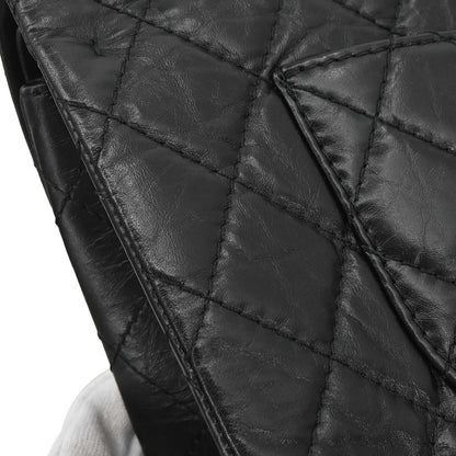 Chanel 2019 Black Calfskin 2.55 Classic Double Flap Shoulder Bag
