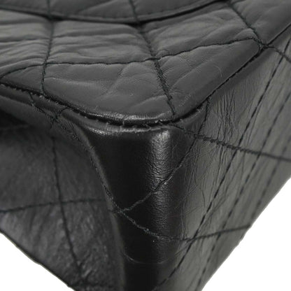 Chanel 2019 Black Calfskin 2.55 Classic Double Flap Shoulder Bag