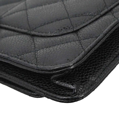 Chanel 2013-2014 Black Caviar Skin Classic WOC Wallet on Chain Shoulder Bag