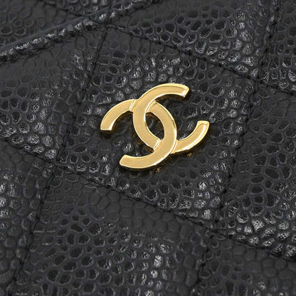 Chanel 2013-2014 Black Caviar Skin Classic WOC Wallet on Chain Shoulder Bag