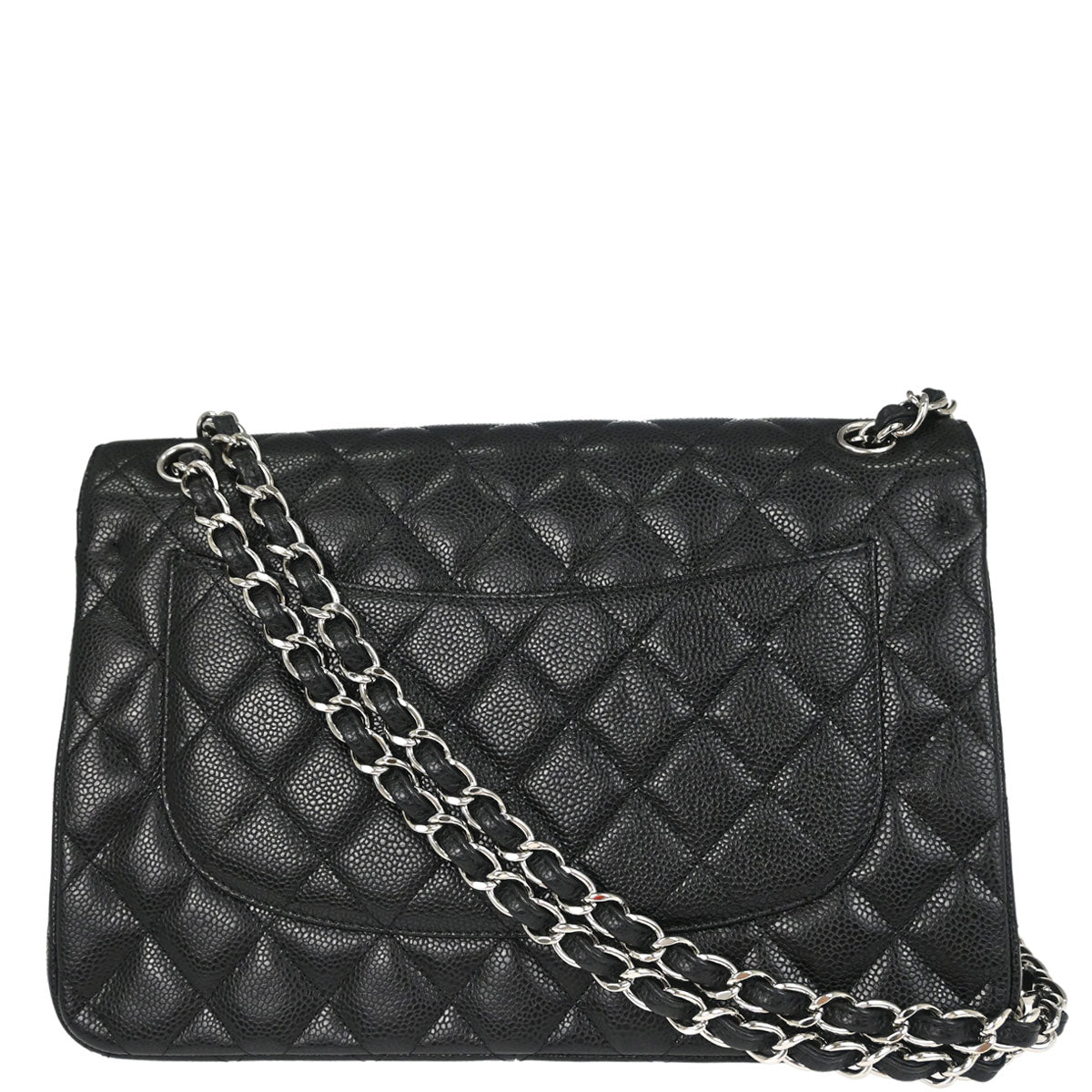 Chanel 2011 Black Caviar Skin Jumbo Classic Double Flap Shoulder Bag