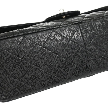 Chanel 2011 Black Caviar Skin Jumbo Classic Double Flap Shoulder Bag