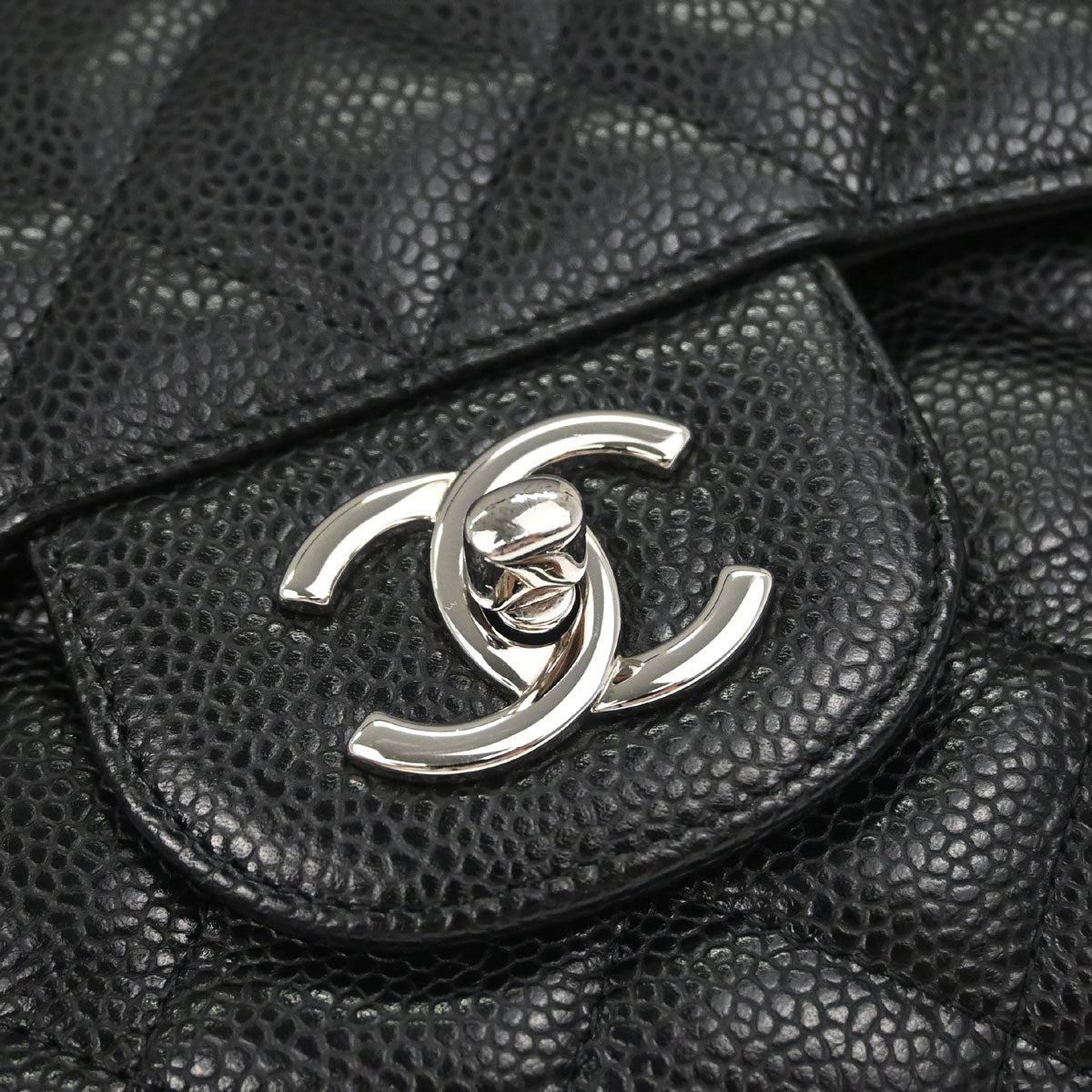 Chanel 2011 Black Caviar Skin Jumbo Classic Double Flap Shoulder Bag