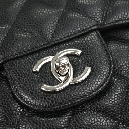 Chanel 2011 Black Caviar Skin Jumbo Classic Double Flap Shoulder Bag