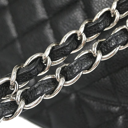 Chanel 2011 Black Caviar Skin Jumbo Classic Double Flap Shoulder Bag