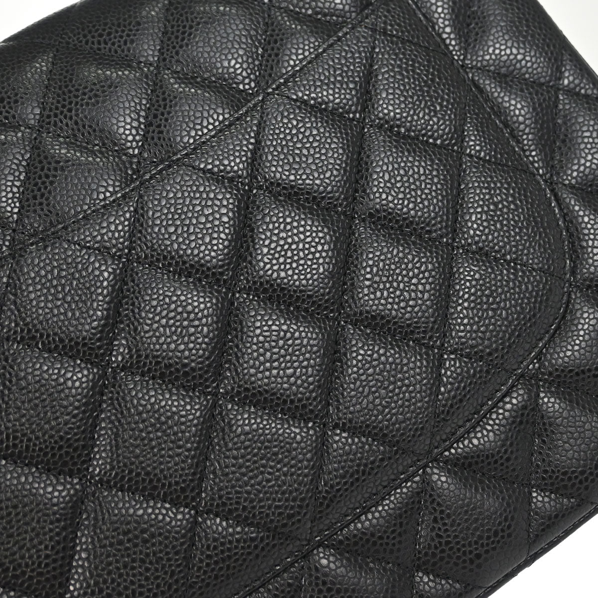 Chanel 2011 Black Caviar Skin Jumbo Classic Double Flap Shoulder Bag