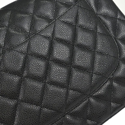 Chanel 2011 Black Caviar Skin Jumbo Classic Double Flap Shoulder Bag