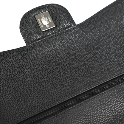Chanel 2011 Black Caviar Skin Jumbo Classic Double Flap Shoulder Bag