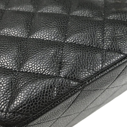 Chanel 2011 Black Caviar Skin Jumbo Classic Double Flap Shoulder Bag
