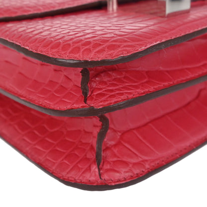 Hermes * Rose Extreme Alligator Constance 18 Shoulder Bag