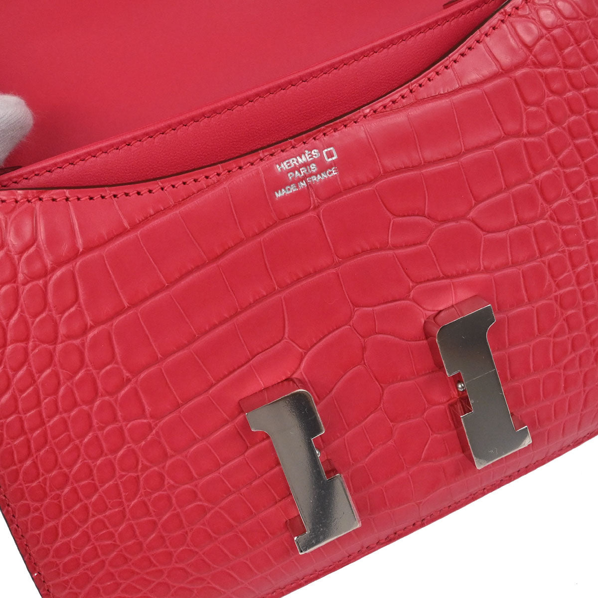 Hermes * Rose Extreme Alligator Constance 18 Shoulder Bag
