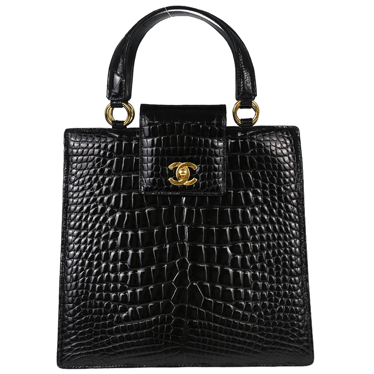 Chanel * Black Crocodile Tote Handbag