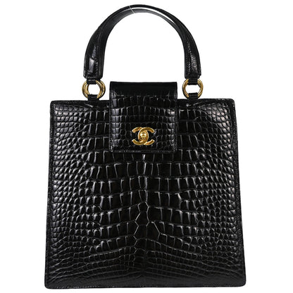 Chanel * Black Crocodile Tote Handbag