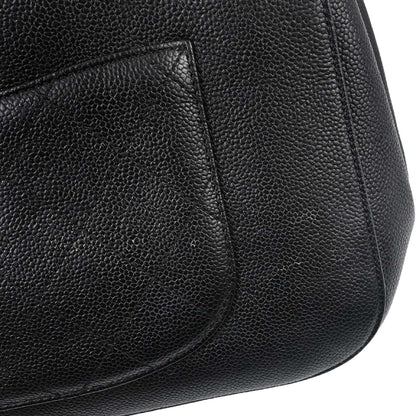 Chanel 2017 Black Caviar Skin Tote 2way Shoulder Handbag