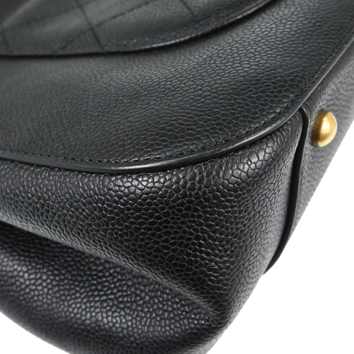 Chanel 2017 Black Caviar Skin Tote 2way Shoulder Handbag