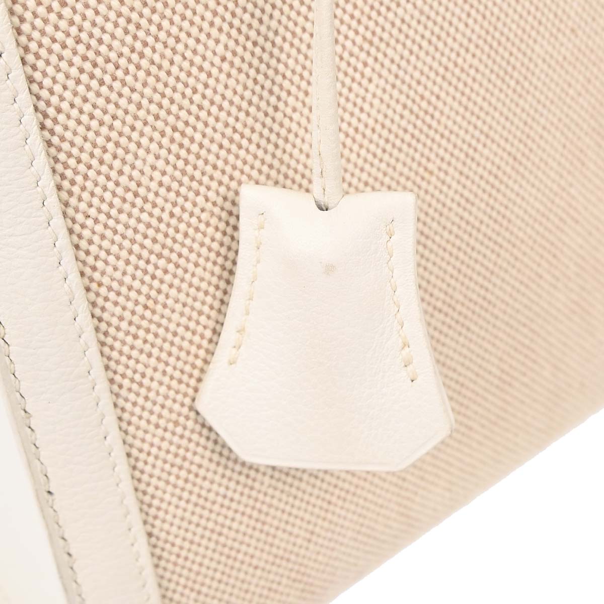 Hermes Beige White Toile H Kelly 28 Sellier 2way Shoulder Handbag