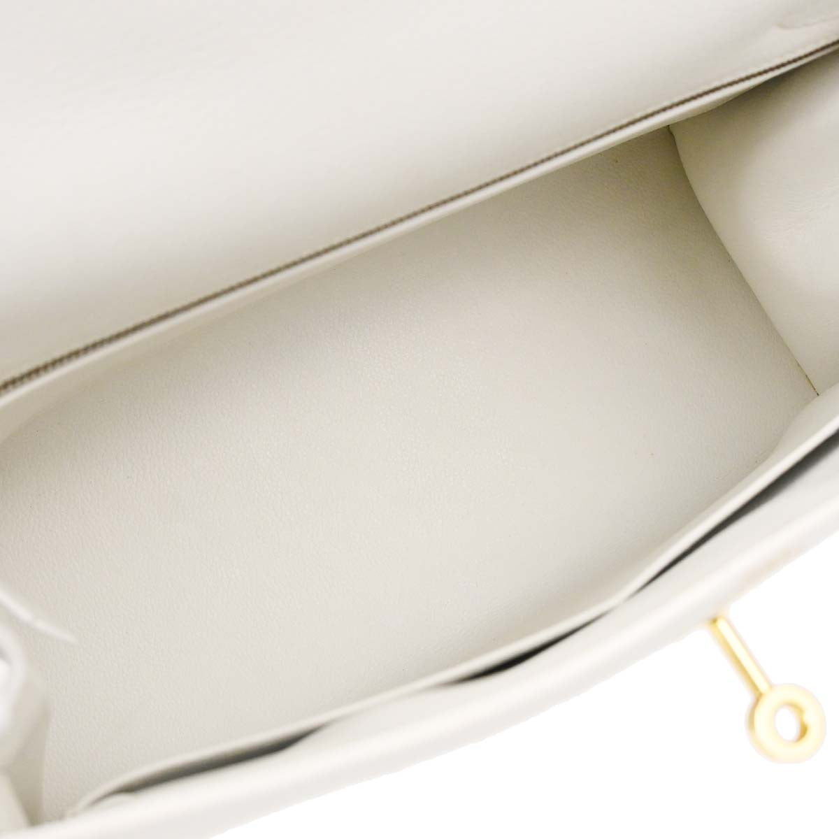 Hermes Beige White Toile H Kelly 28 Sellier 2way Shoulder Handbag