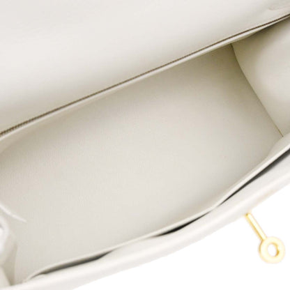 Hermes Beige White Toile H Kelly 28 Sellier 2way Shoulder Handbag