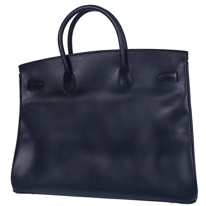 Hermes Blue Indigo Box Calf Birkin 40 Handbag