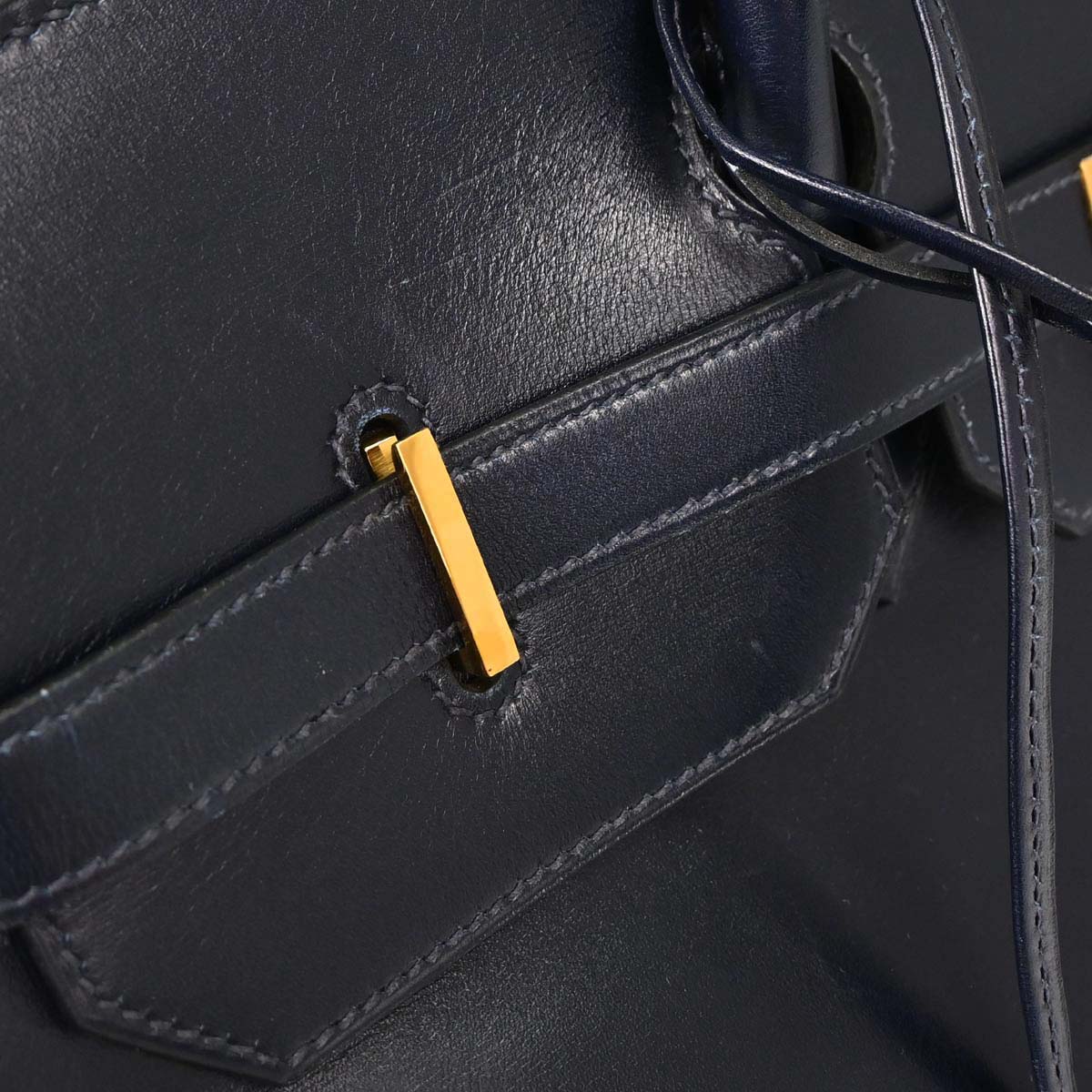 Hermes Blue Indigo Box Calf Birkin 40 Handbag