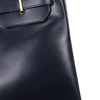 Hermes Blue Indigo Box Calf Birkin 40 Handbag