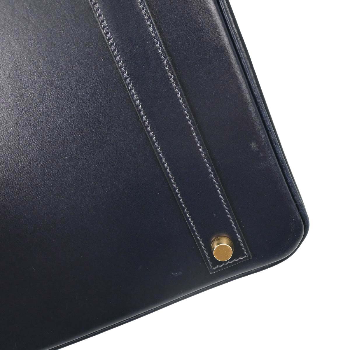 Hermes Blue Indigo Box Calf Birkin 40 Handbag