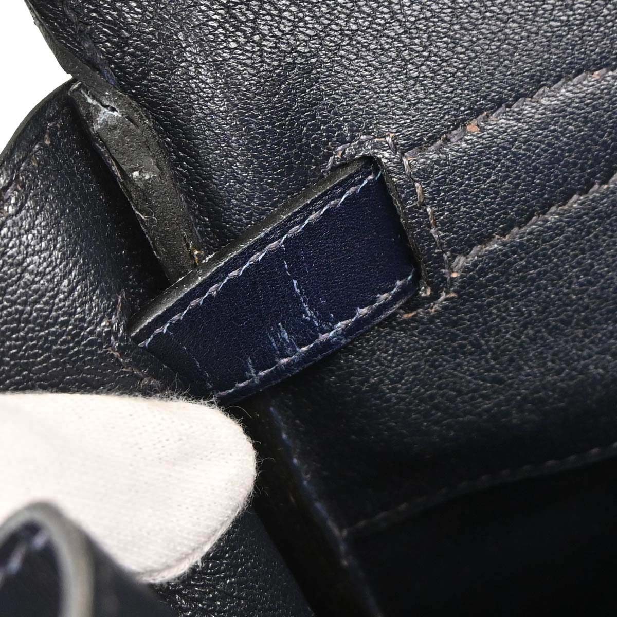 Hermes Blue Indigo Box Calf Birkin 40 Handbag