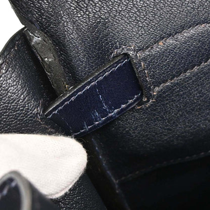 Hermes Blue Indigo Box Calf Birkin 40 Handbag