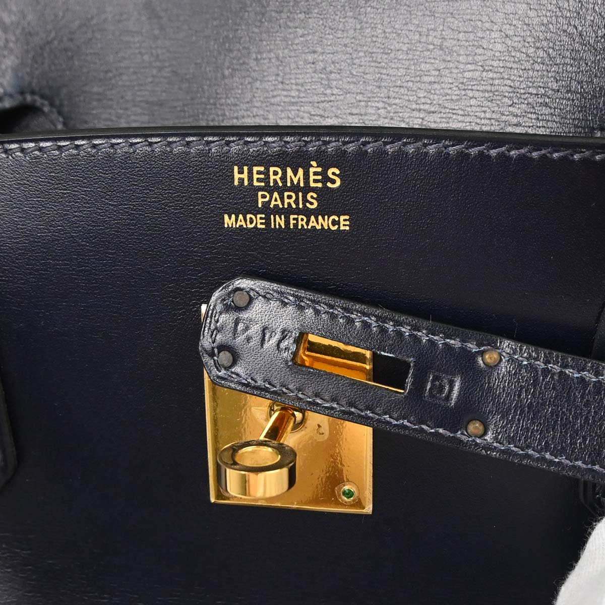 Hermes Blue Indigo Box Calf Birkin 40 Handbag