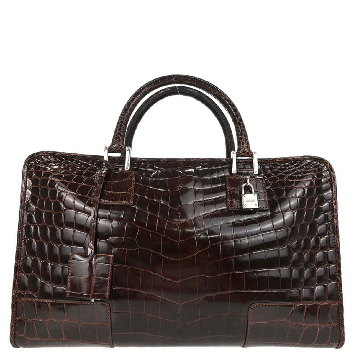 Loewe * Brown Crocodile Amazona 36 Handbag