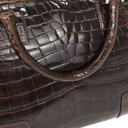 Loewe * Brown Crocodile Amazona 36 Handbag