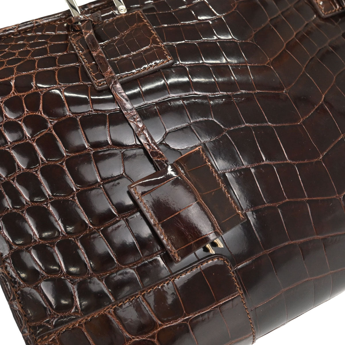 Loewe * Brown Crocodile Amazona 36 Handbag