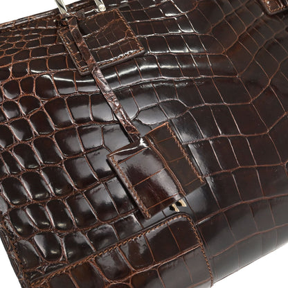 Loewe * Brown Crocodile Amazona 36 Handbag
