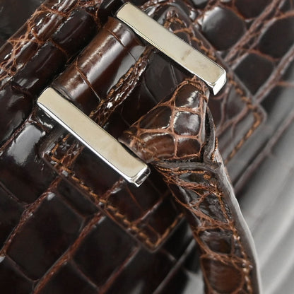 Loewe * Brown Crocodile Amazona 36 Handbag