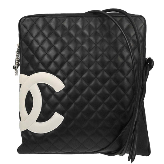 Chanel 2005-2006 Black Calfskin Cambon Ligne Shoulder Bag